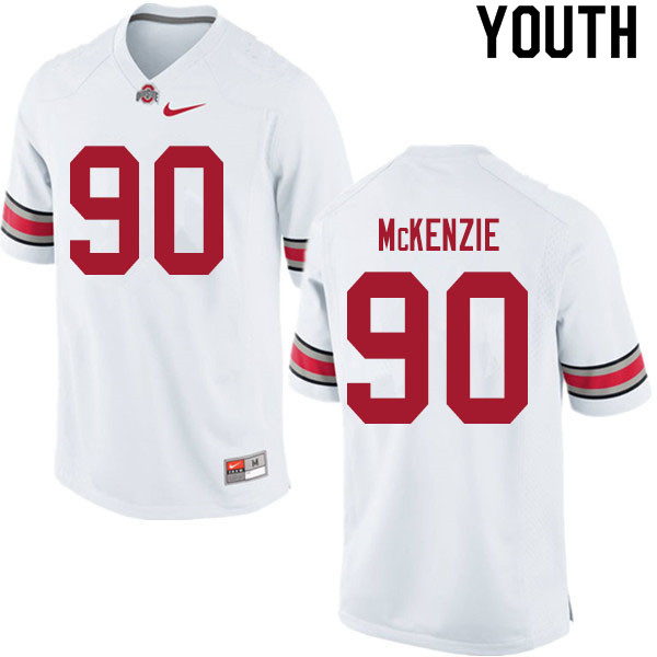 Youth Ohio State Buckeyes #90 Jaden McKenzie White Authentic College Stitched Football Jersey 23BC043VO